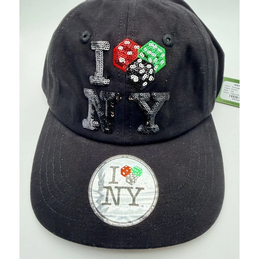Denim Tears I Love NY Dice Sequin Hat Black Adjustable Cap SS25ABC008